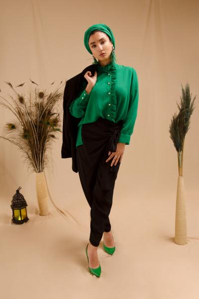 Bağcıklı Siyah Pantolon